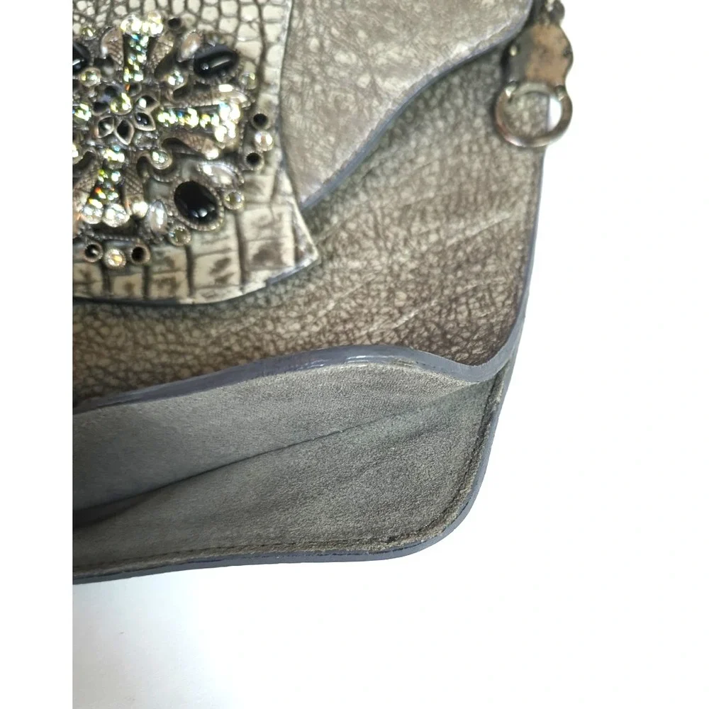 LEATHERROCK USA Women Crossbody Messenger Bag Jeweled Maltese Cross Edgy Goth